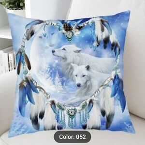 New 1pc Bohemia Wolf Print Cushion Cover - Dream Catcher, pillowcase, T1MIS A